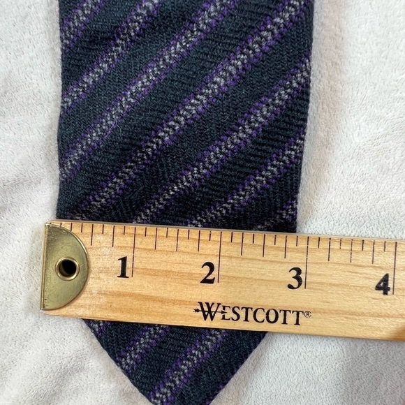 NWT ETON 100% Wool Made in Italy Navy Stripe Slim Classic Tie Lux - Picture 4 of 11